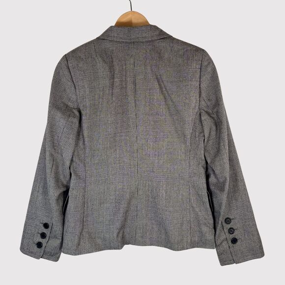 Akris Punto Women Blazer Gray Two Button Plaid Suit Jacket Notched Office Size 6 - Picture 2 of 11